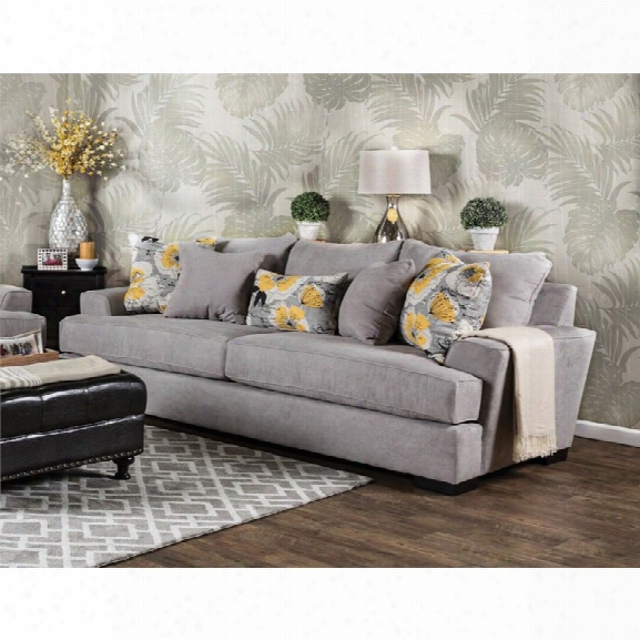 Furniture Of America Daffy Fabric Sofa In Gray