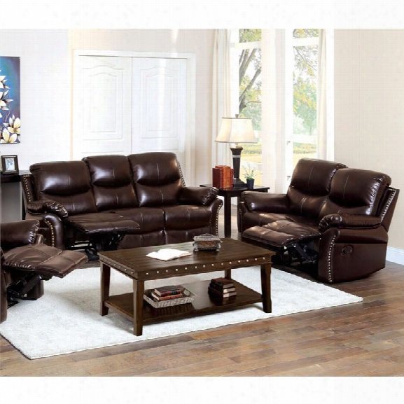 Furniture Of America Hambrick 2 Piece Leather Reclining Sofa Set