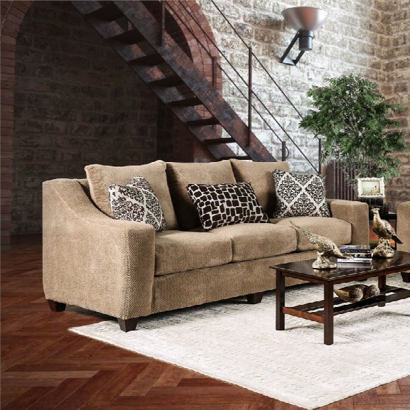 Furniture Of America Kimal Sloped Sofa In Mocha