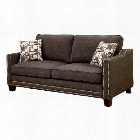 Furniture Of America Landrum Fabric Sofa In Brown