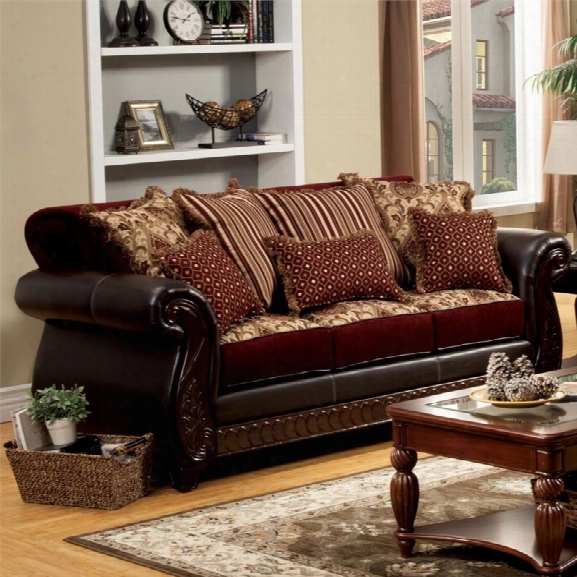 Furniture Of America Lozano Sofa In Burgundy