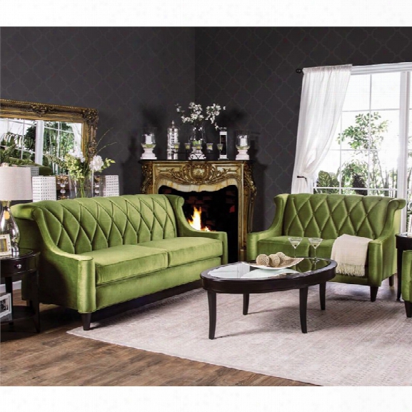 Furniture Of America Maryland 2 Piece Fabric Sofa Set In Green