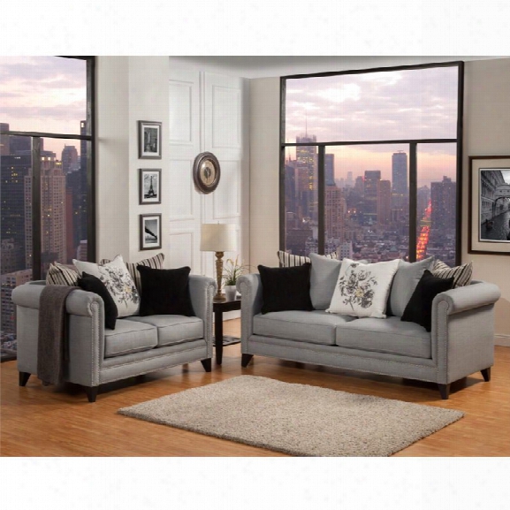 Furniture Of America Philson 2 Piece Upholstered Sofa Set In Gray