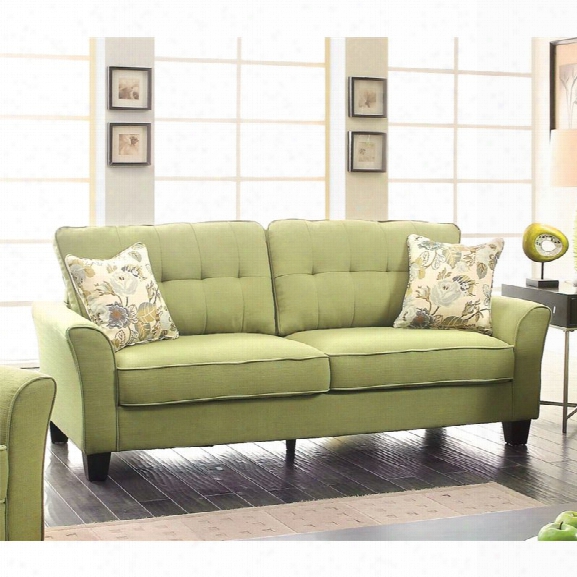 Furniture Of America Pryor Tufted Linen Sofa In Green