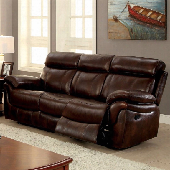 Furniture Of America Roberto Reclining Sofa In Brown