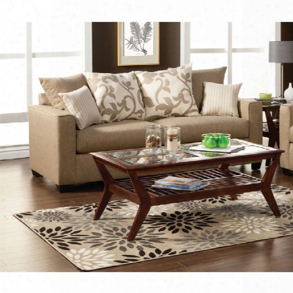 Furniture Of America Shor Fabric Upholstered Sofa In Beige