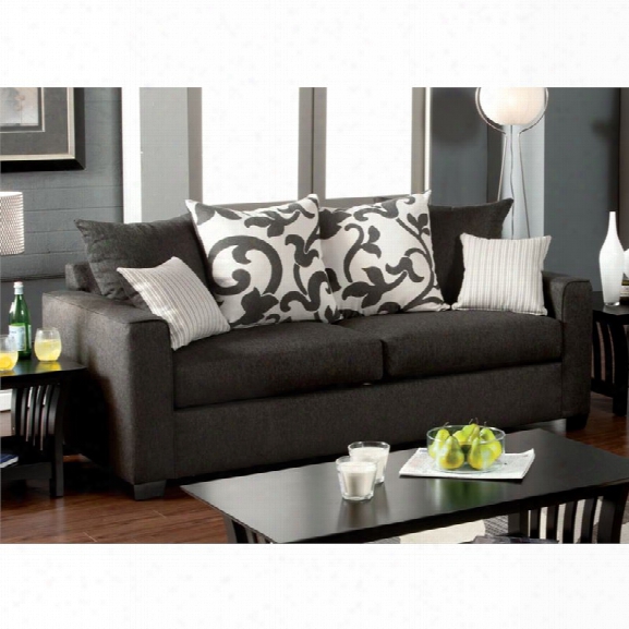 Furniture Of America Shor Fabric Upholstered Sofa In Charcoal