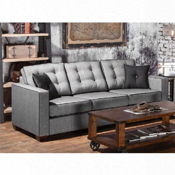 Furniture Of America Tayson Tufted Linen Sofa In Gray