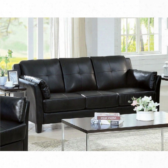 Furniture Of America Tonia Leather Tufted Sofa In Black