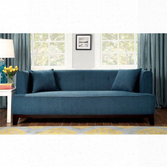 Furniture Of America Waylin Tufted Fabric Sofa In Dark Teal