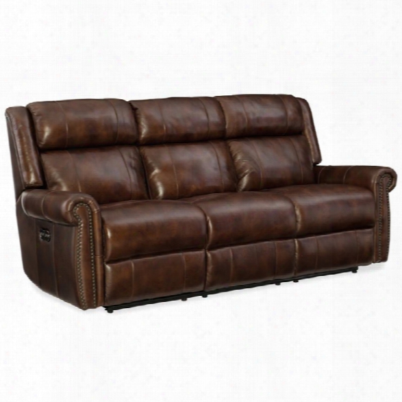 Hooker Furniture Esme Leather Power Motion Sofa In Chocolate