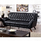 Furniture of America Mayfield Tufted Leather Sofa in Black