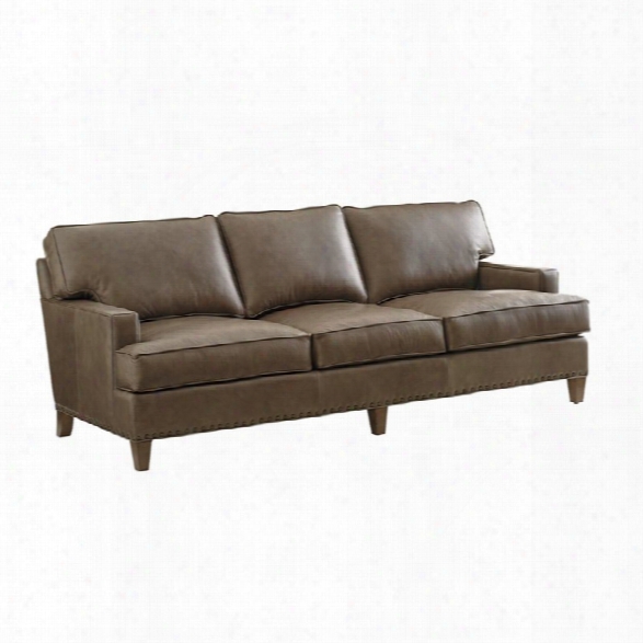 Tommy Bahama Cypress Point Hughes Leather Sofa In Gray
