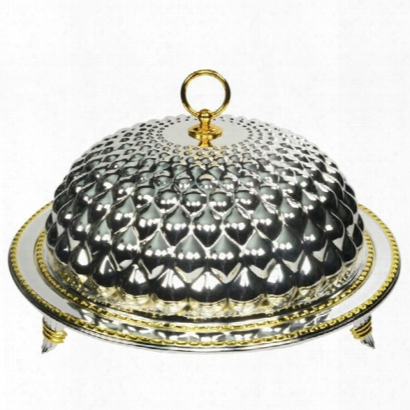 10 Strawberry Street Mirage Platter And Cloche In Gold And Silver