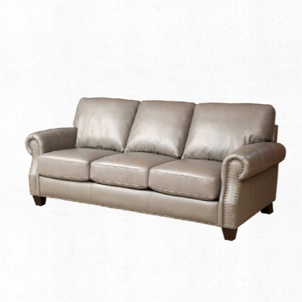 Abbyson Living Lenny Leather Sofa In Gray