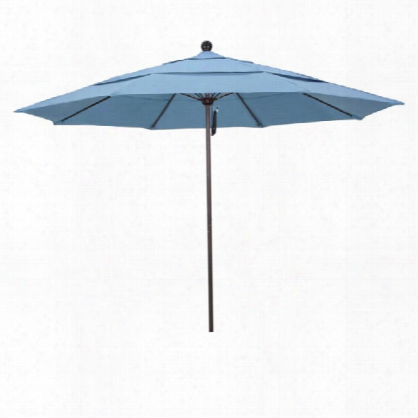 California Umbrella Venture 11' Bronze Market Umbrella In Air Blue