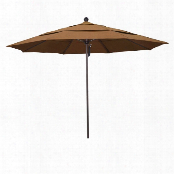 California Umbrella Venture 11' Bronze Market Umbrella In Canvas Teak