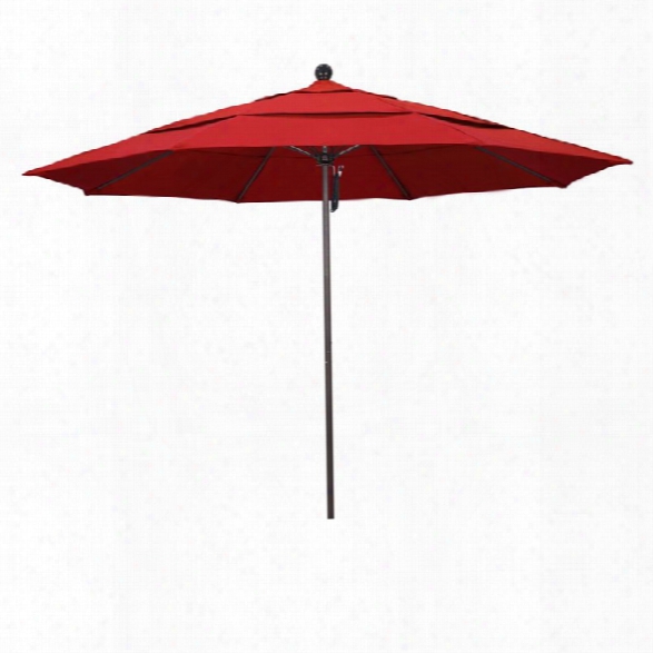 California Umbrella Venture 11' Bronze Market Umbrella In Jockey Red