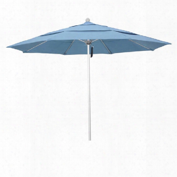California Umbrella Venture 11' Silver Market Umbrella In Air Blue