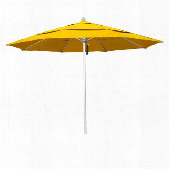 California Umbrella Venture 11' Silver Market Umbrella In Yellow