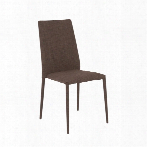 Eurostyle Chessa Stacking Side Chair In Brown Fabric (set Of 4)