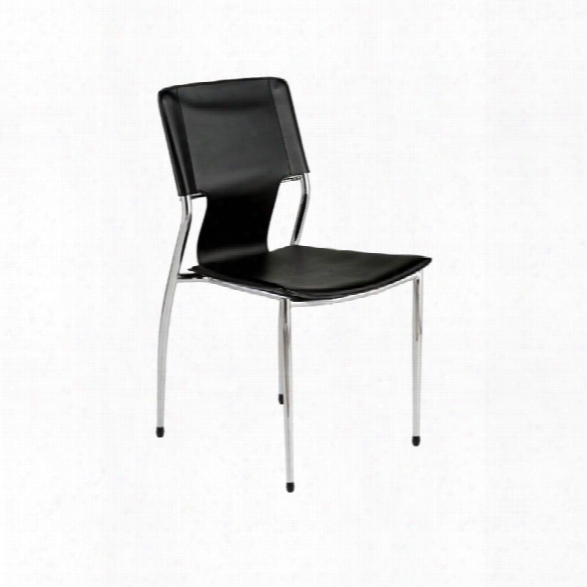 Eurostyle Terry Stacking Side Chair In Black Leatherette (set Of 4)