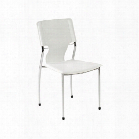 Eurostyle Terry Stacking Side Chair In White Leatherette (set Of 4)