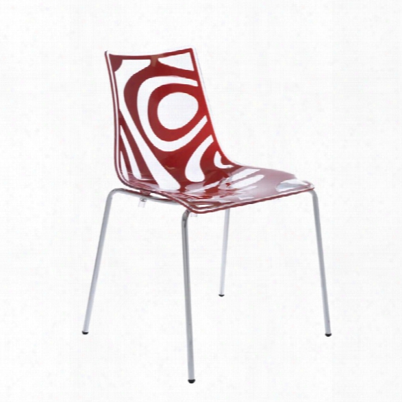 Eurostyle Wave Stacking Side Chair In Clear And Translucent Red