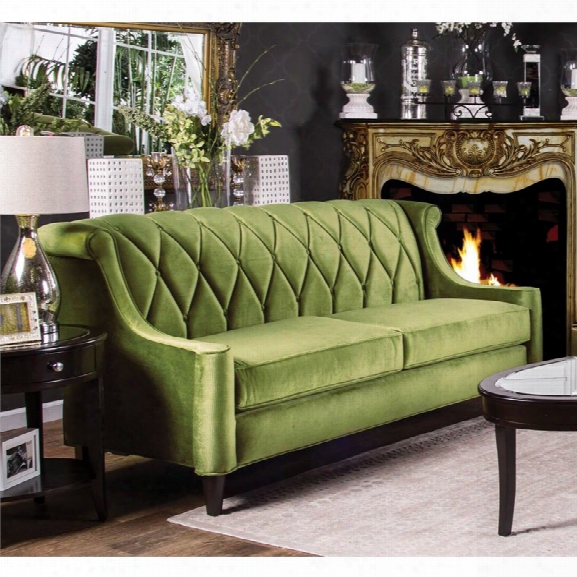 Furniture Of America Bruce Tufted Fabric Sofa In Green