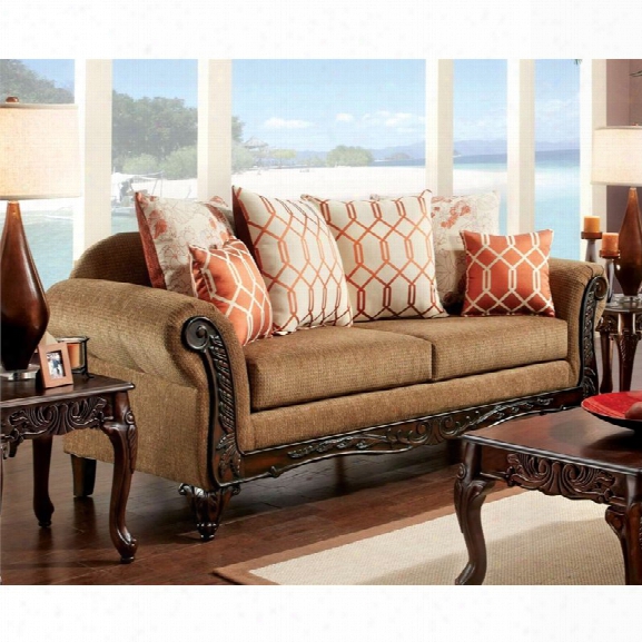 Furniture Of America Eden Upholstered Sofa In Brown