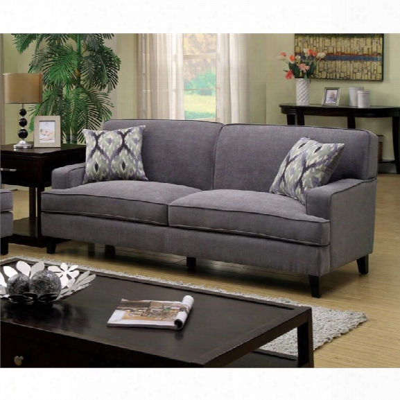 Furniture Of America Elde Fabric Sofa In Stone Blue