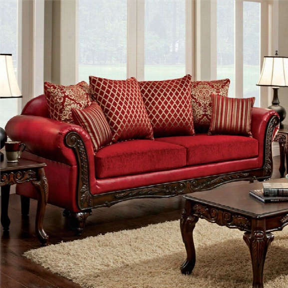 Furniture Of America Hassan Upholstered Sofa In Red