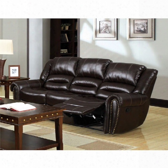 Furniture Of America Hubbard Faux Leather Reclining Sofa In Dark Brown