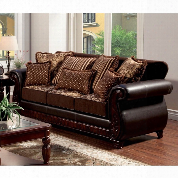 Furniture Of America Lozano Sofa In Dark Brown