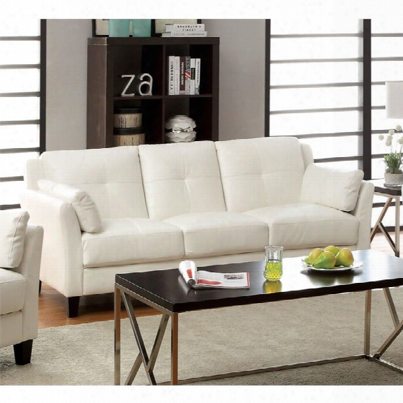 Furniture Of America Tonia Leather Tufted Sofa In White