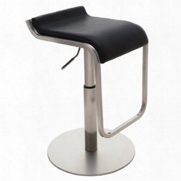 Nuevo Adora Adjustable Faux Leather Bar Stool In Black