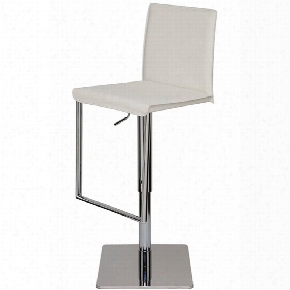 Nuevo Cameron Adjustable Faux Leather Bar Stool In White