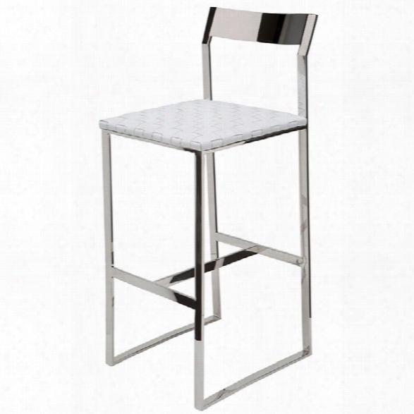 Nuevo Camille 26.5 Leather Counter Stool In White