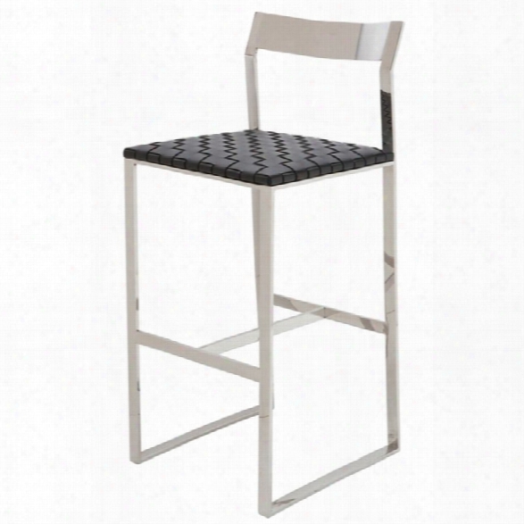 Nuevo Camille 30.5 Leather Bar Stool In Black