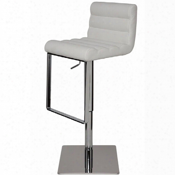 Nuevo Fanning Adjustable Leather Bar Stool In White