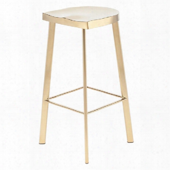 Nuevo Icon 30.75 Metal Bar Stool In Gold