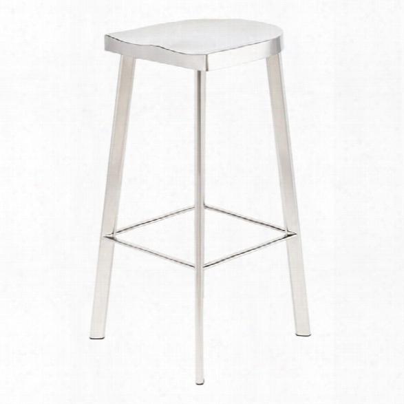 Nuevo Icon 30.75 Metal Bar Stool In Silver