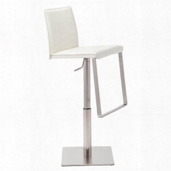 Nuevo Kailee Adjustable Leather Bar Stool In White
