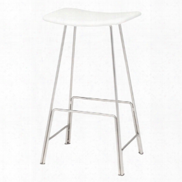 Nuevo Kirsten 30.5 Leather Bar Stool In White