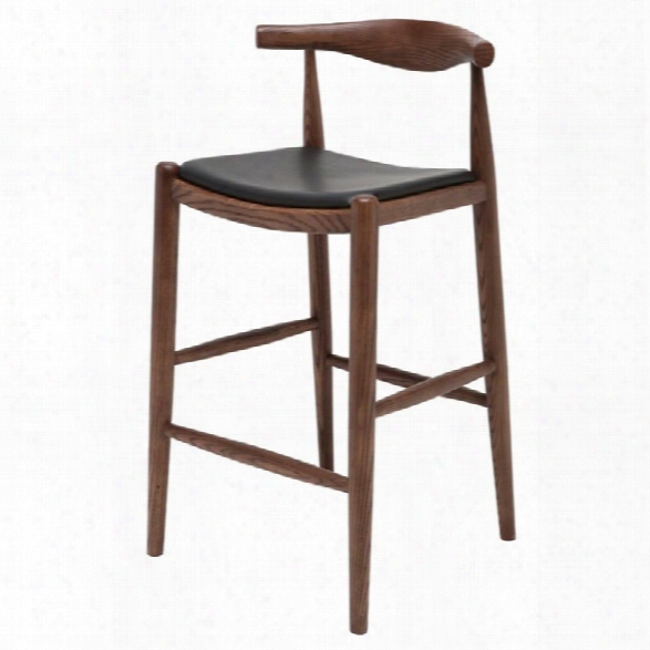 Nuevo Maja 24 Leather Counter Stool In Black And Walnut