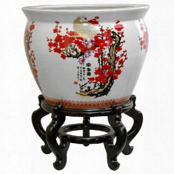 Oriental Furniture 20 Cherry Blossom Fishbowl In Multicolor