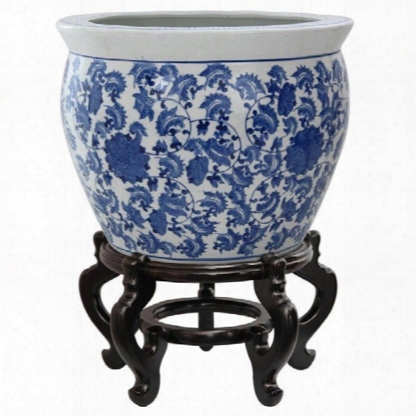 Oriental Furniture 20 Fishbowl In Blue And White