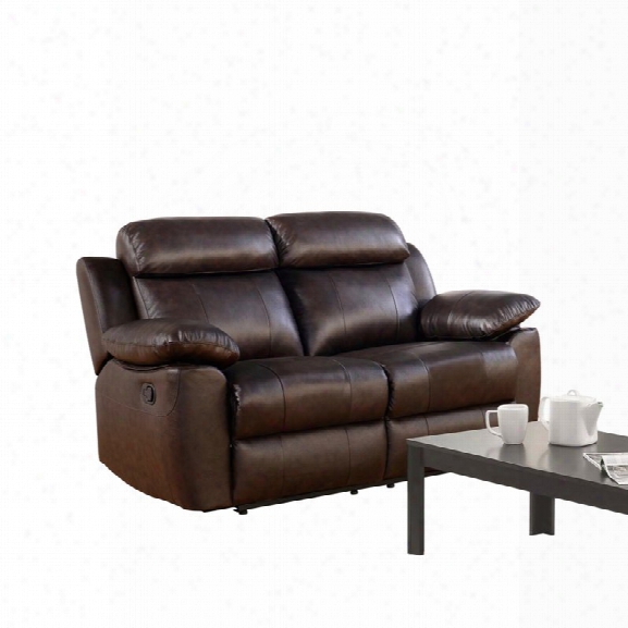 Abbyson Living Brody Top Grain Leather Reclining Loveseat In Brown