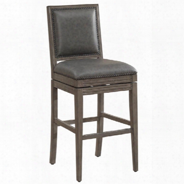 American Heritage Bryan 26 Leather Counter Stool In Glacier