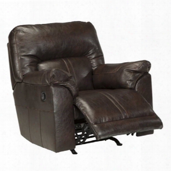 Ashley Barrettsville Leather Rocker Recliner In Chocolate